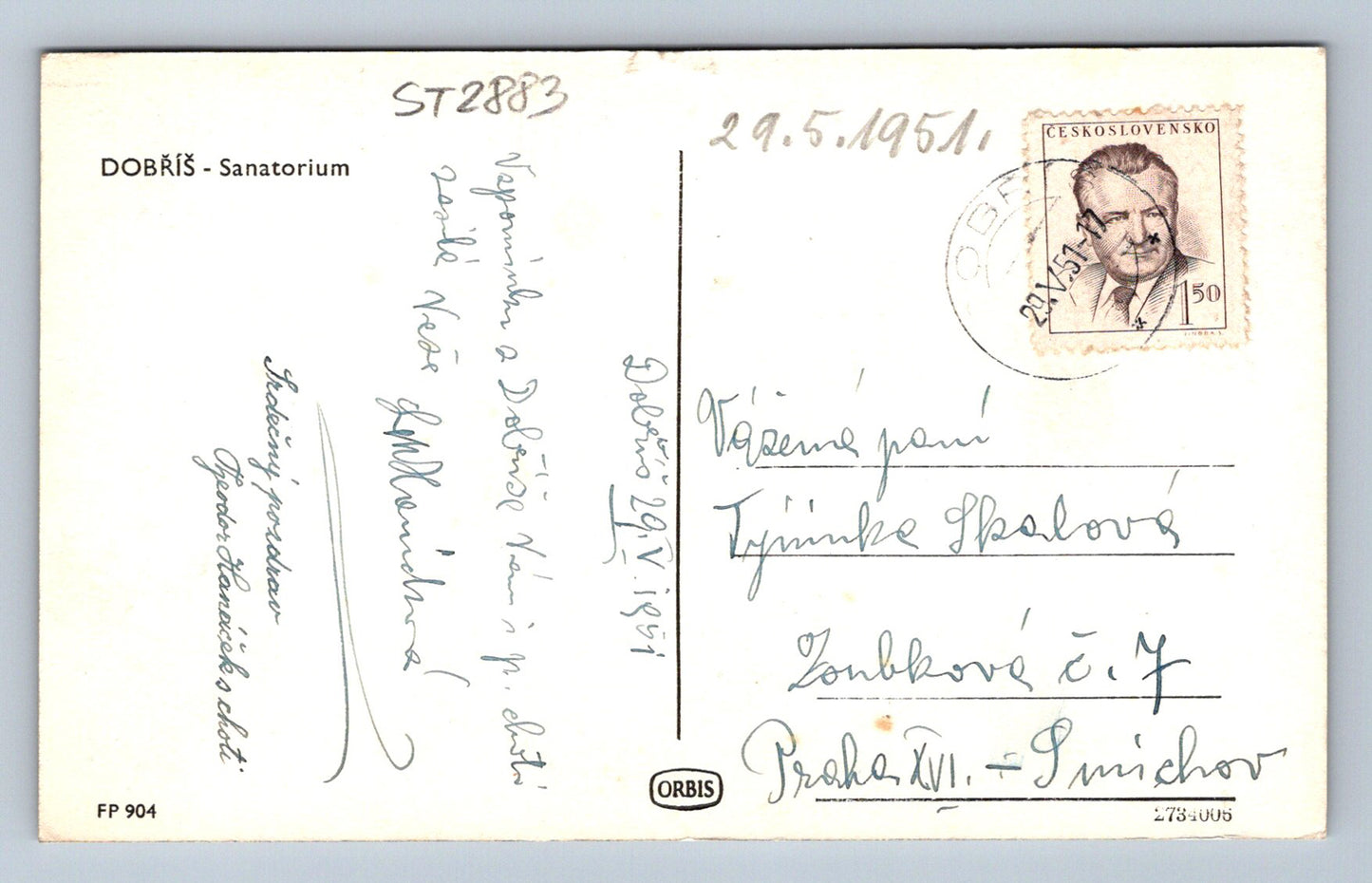 Pohlednice DOBŘÍŠ - SANATORIUM (ST2883)