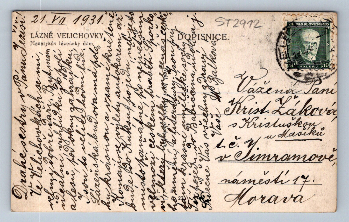 Pohlednice LÁZNĚ VELICHOVKY (ST2912)