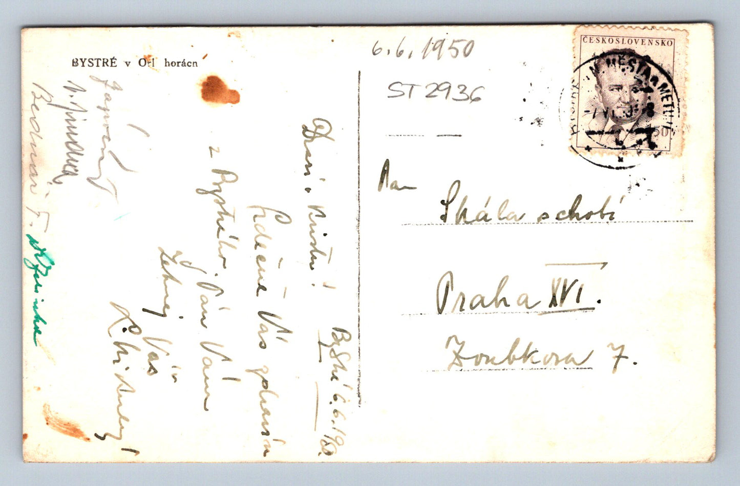 Pohlednice BYSTRÉ V ORLICKÝCH HORÁCH (ST2936)