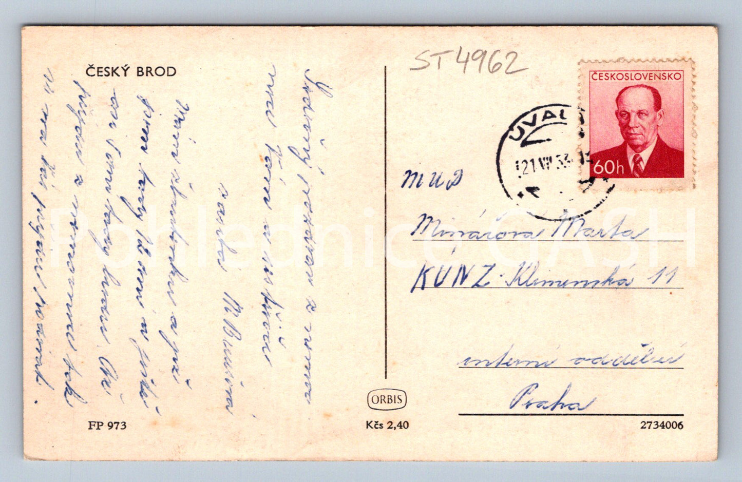 Postcard ČESKÝ BROD (ST4962)