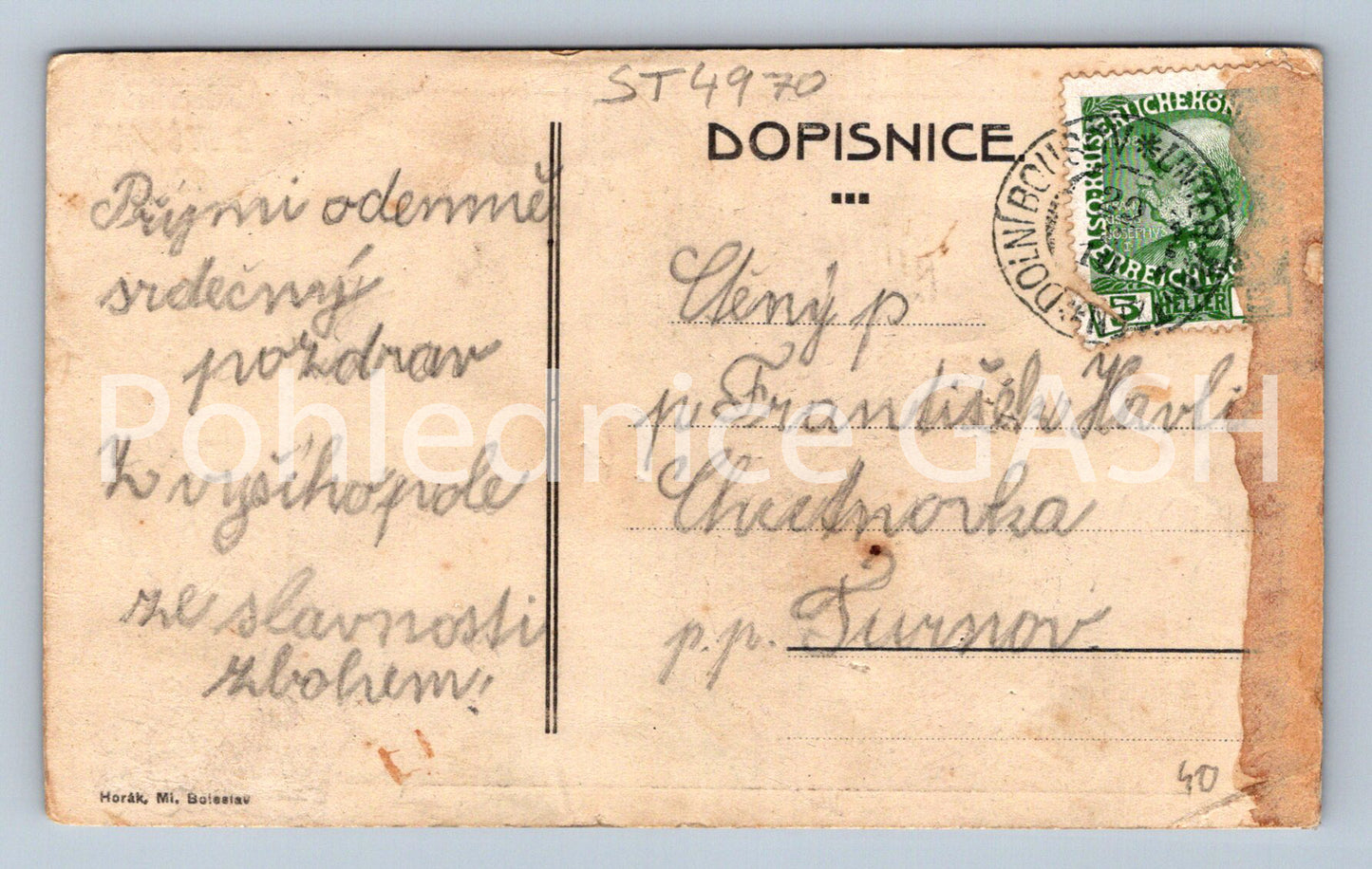 Postcard GREETINGS FROM VYŠŠÍHO POLE (ST4970)