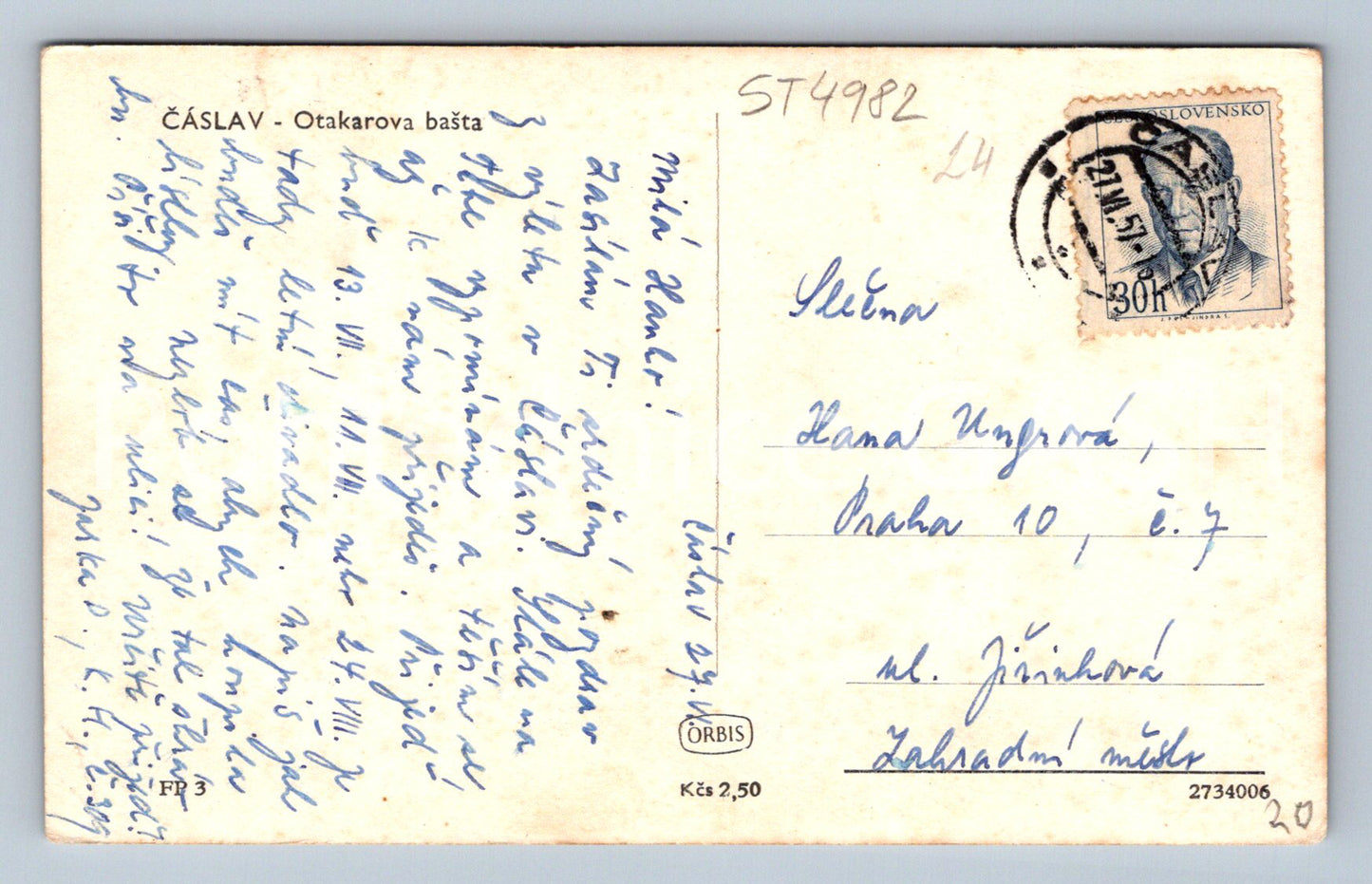 Postcard ČÁSLAV - OTAKAR'S BASTA (ST4982)