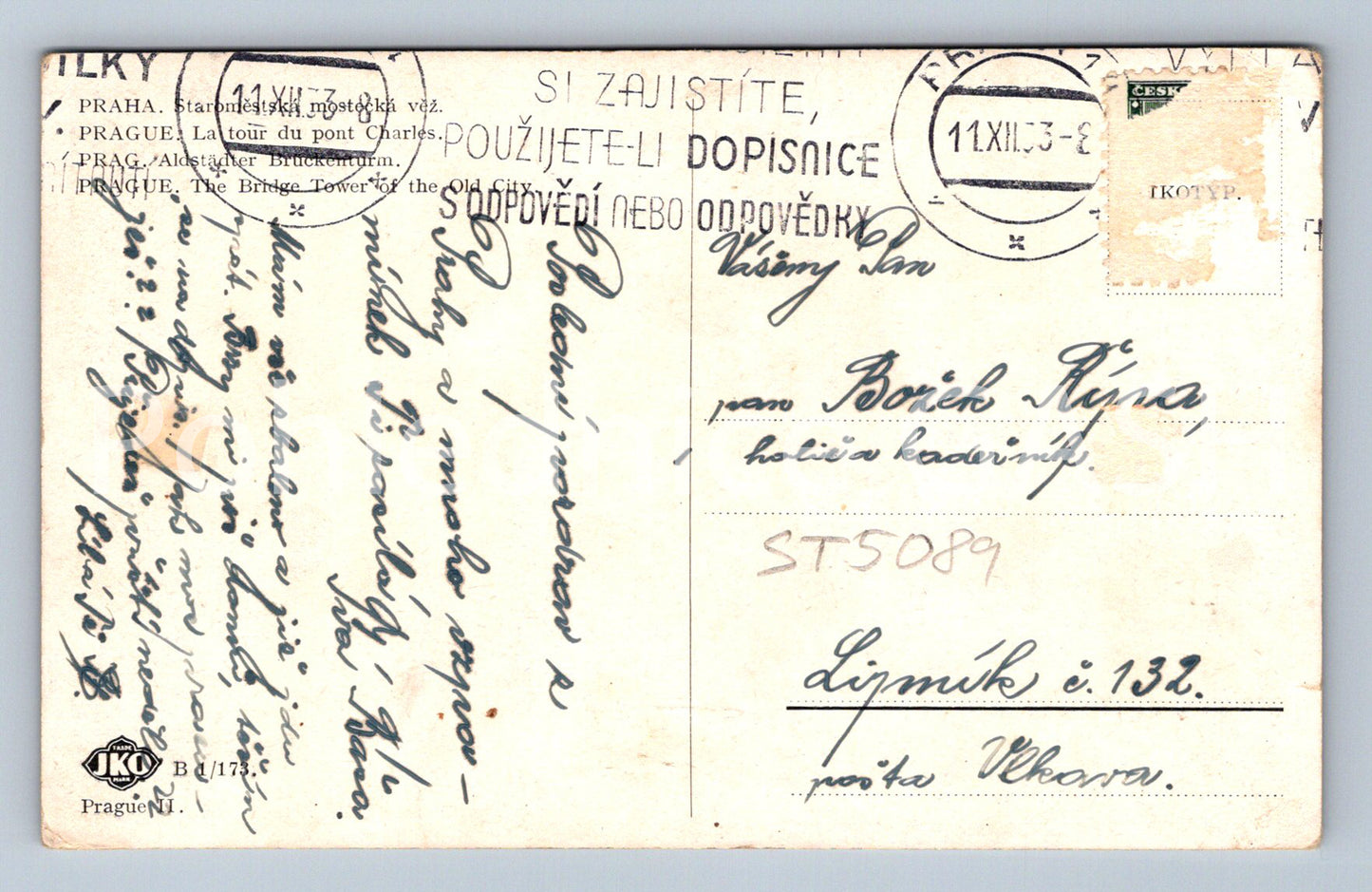 Postcard PRAGUE (ST5089)