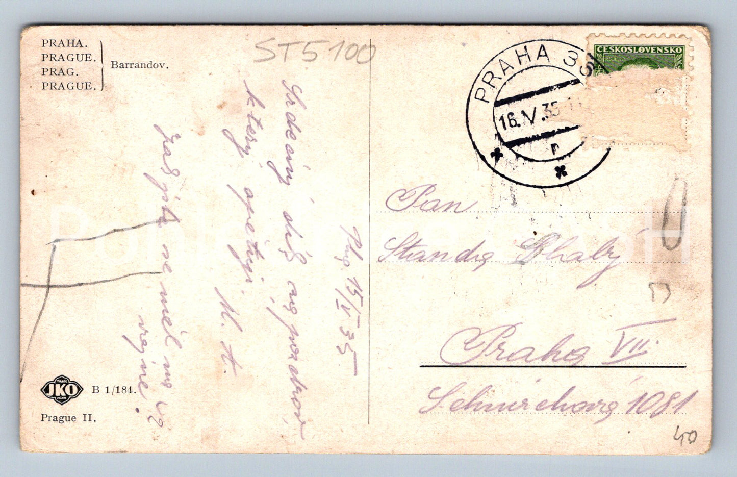 Postcard PRAGUE (ST5100)
