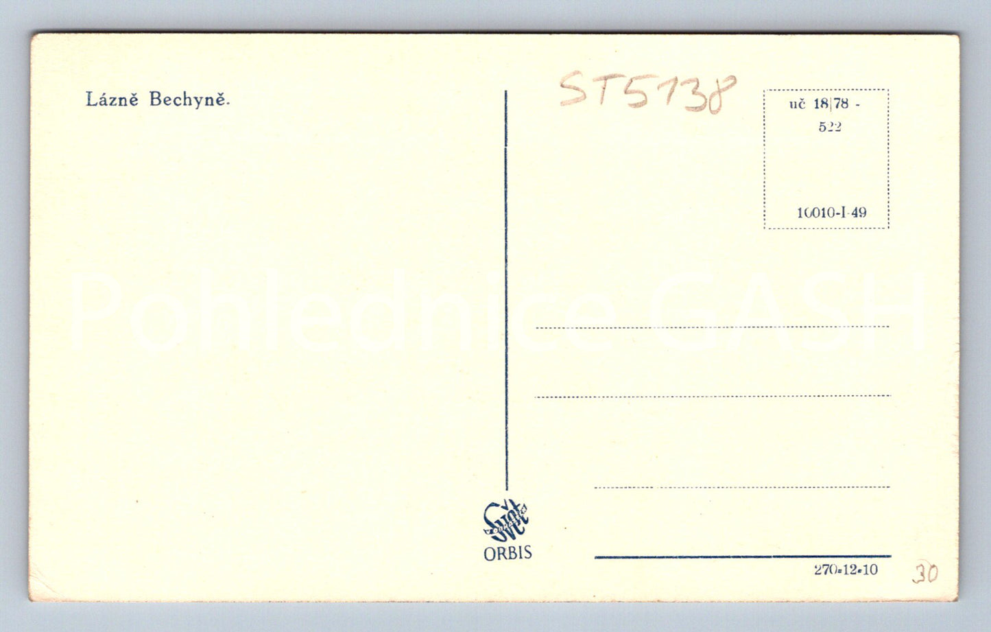 Postcard LÁZNĚ BECHYNĚ (ST5138)