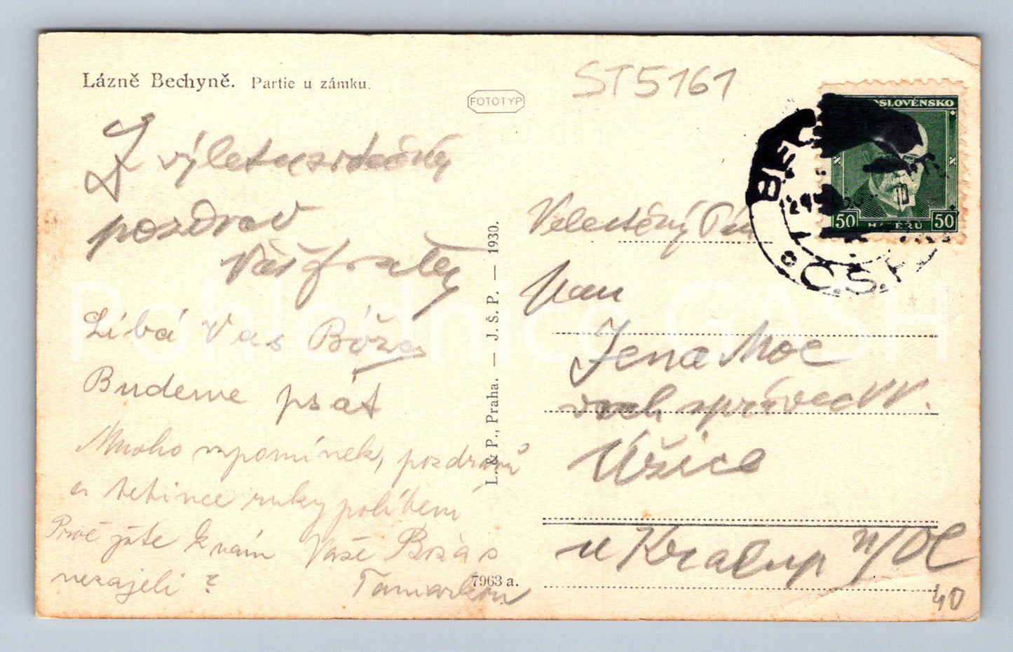 Postcard LÁZNĚ BECHYNĚ (ST5161)