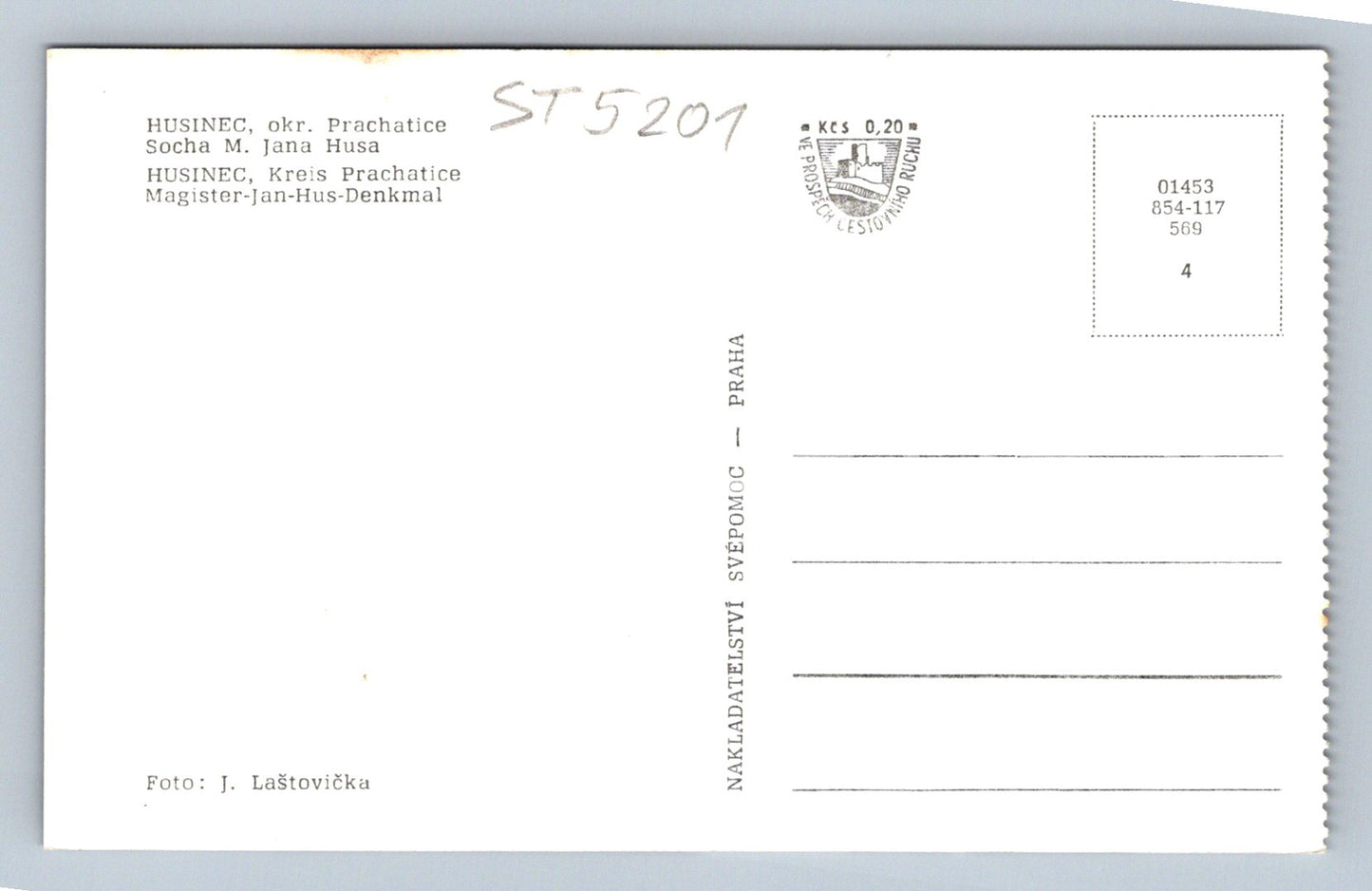 Postcard HUSINEC U PRACHATIC (ST5201)