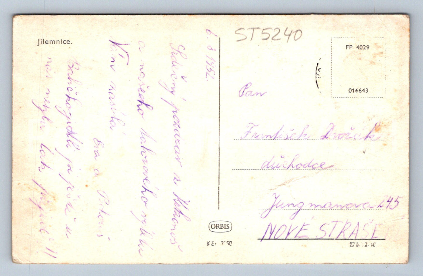 Postcard JILEMNICE (ST5240)