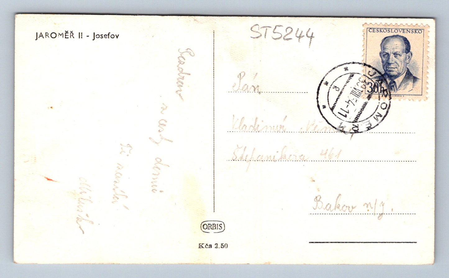 Pohlednice JAROMĚŘ II. JOSEFOV (ST5244)