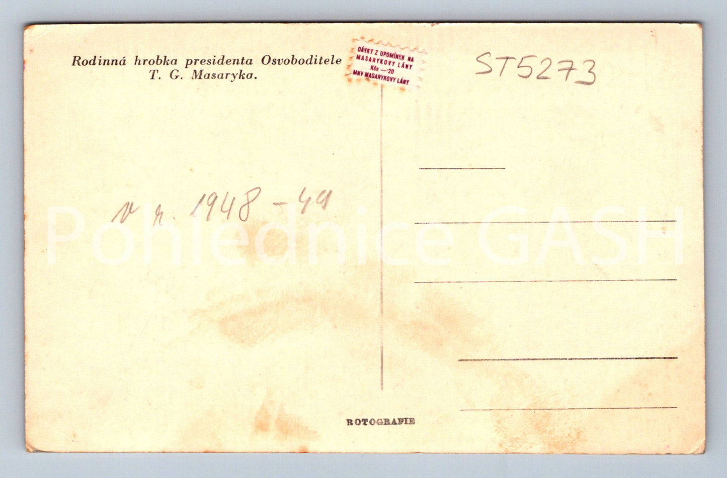 Pohlednice RODINNÁ HROBKA PRESIDENTA REPUBLIKY T.G. MASARYKA (ST5273)