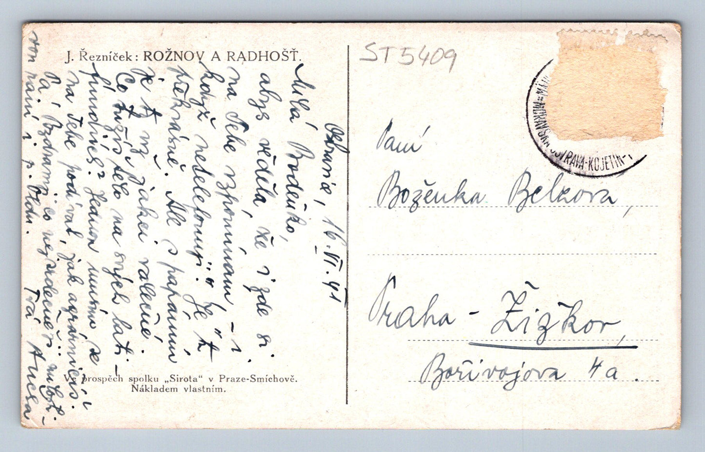 Pohlednice J. ŘEZNÍČEK - ROŽNOV A RADHOŠŤ (ST5409)