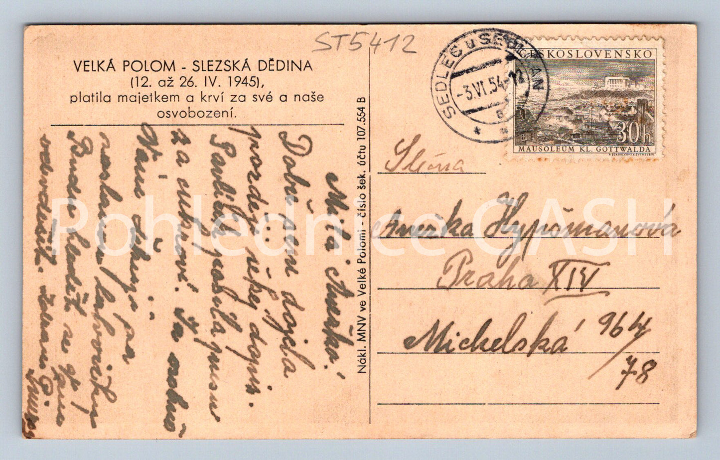 Pohlednice VELKÁ POLOM - SLEZSKÁ DĚDINA (ST5412)