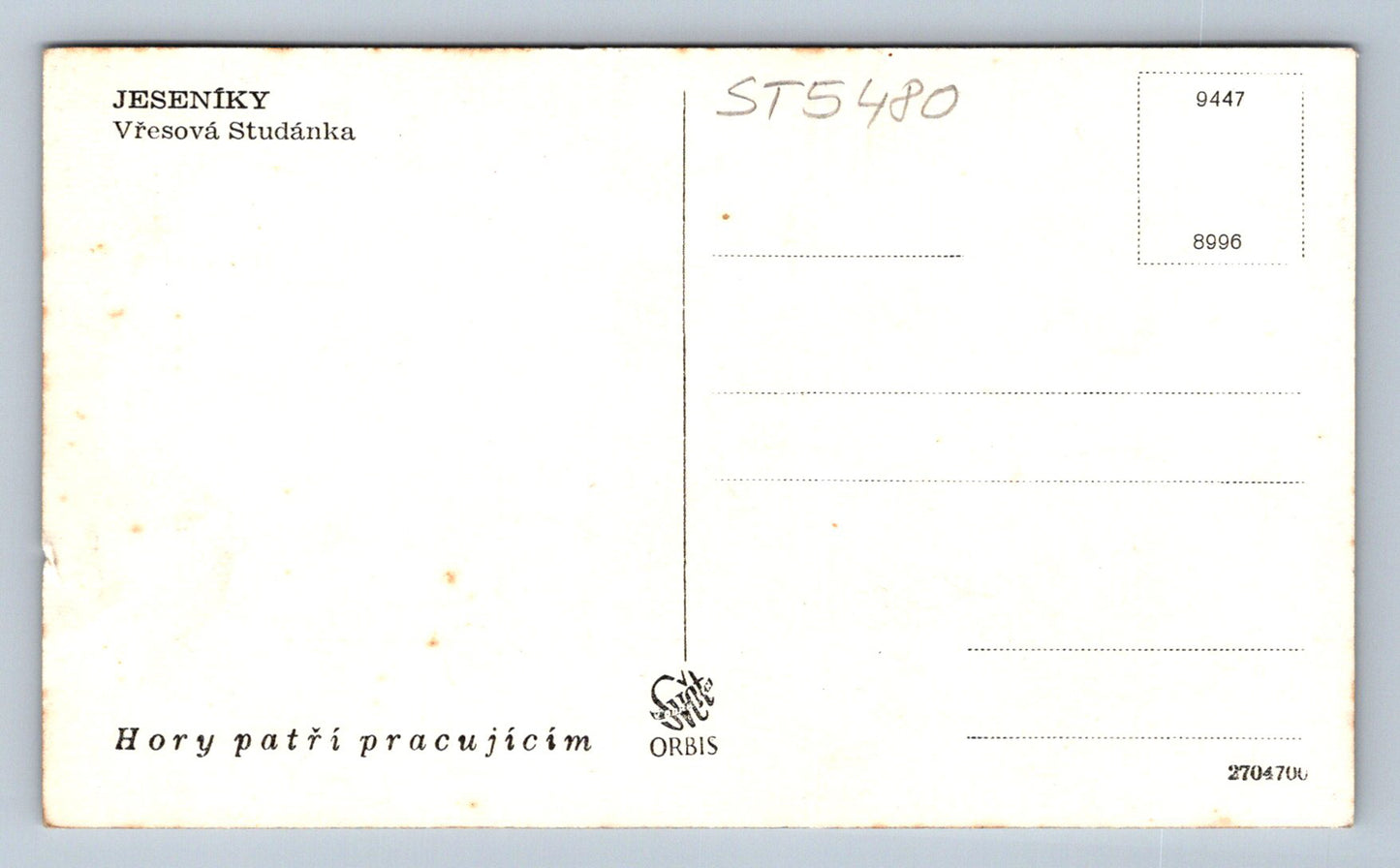 Pohlednice JESENÍKY (ST5480)