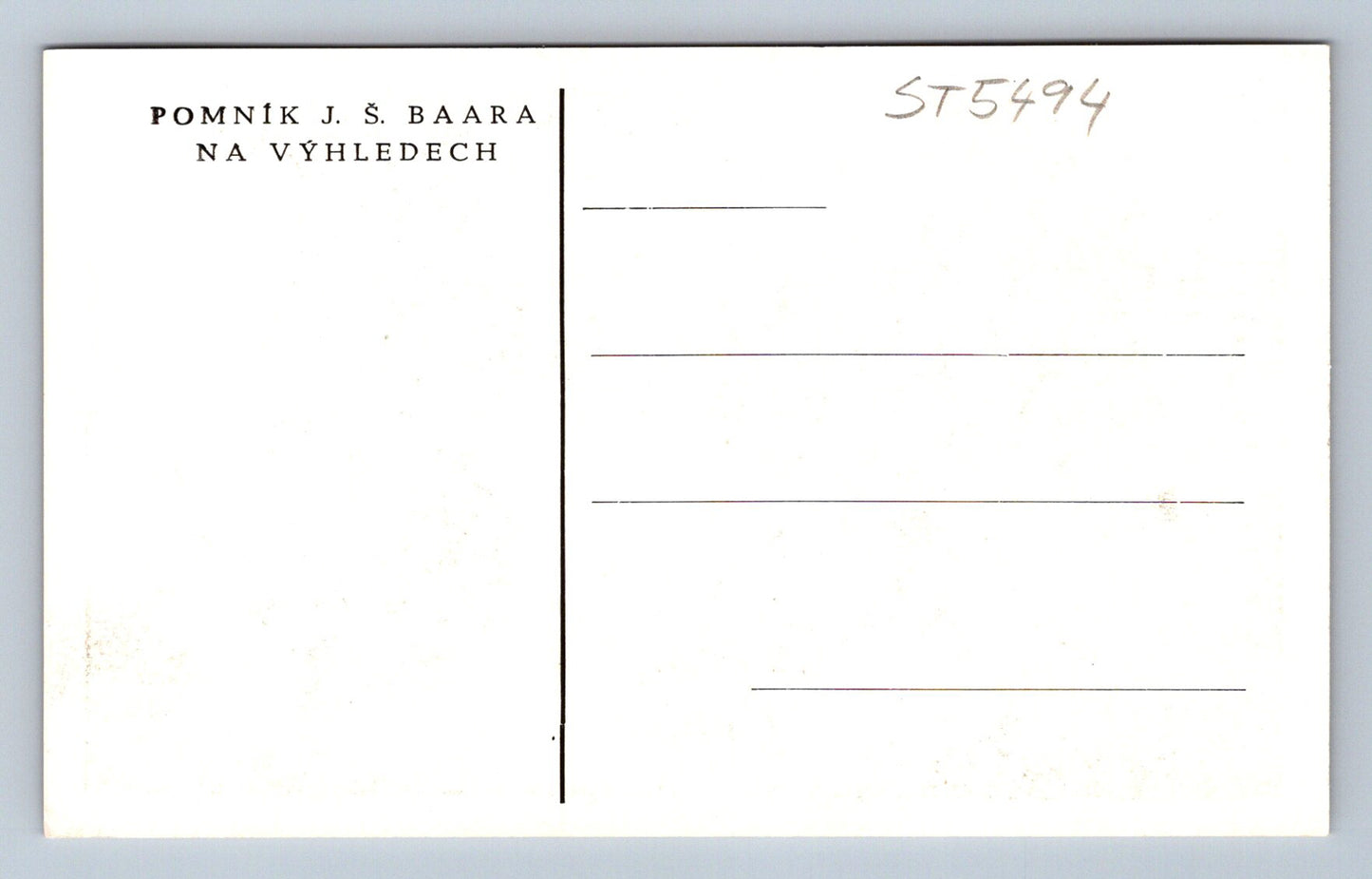 Pohlednice POMNÍK J.Š. BAARA (ST5494)