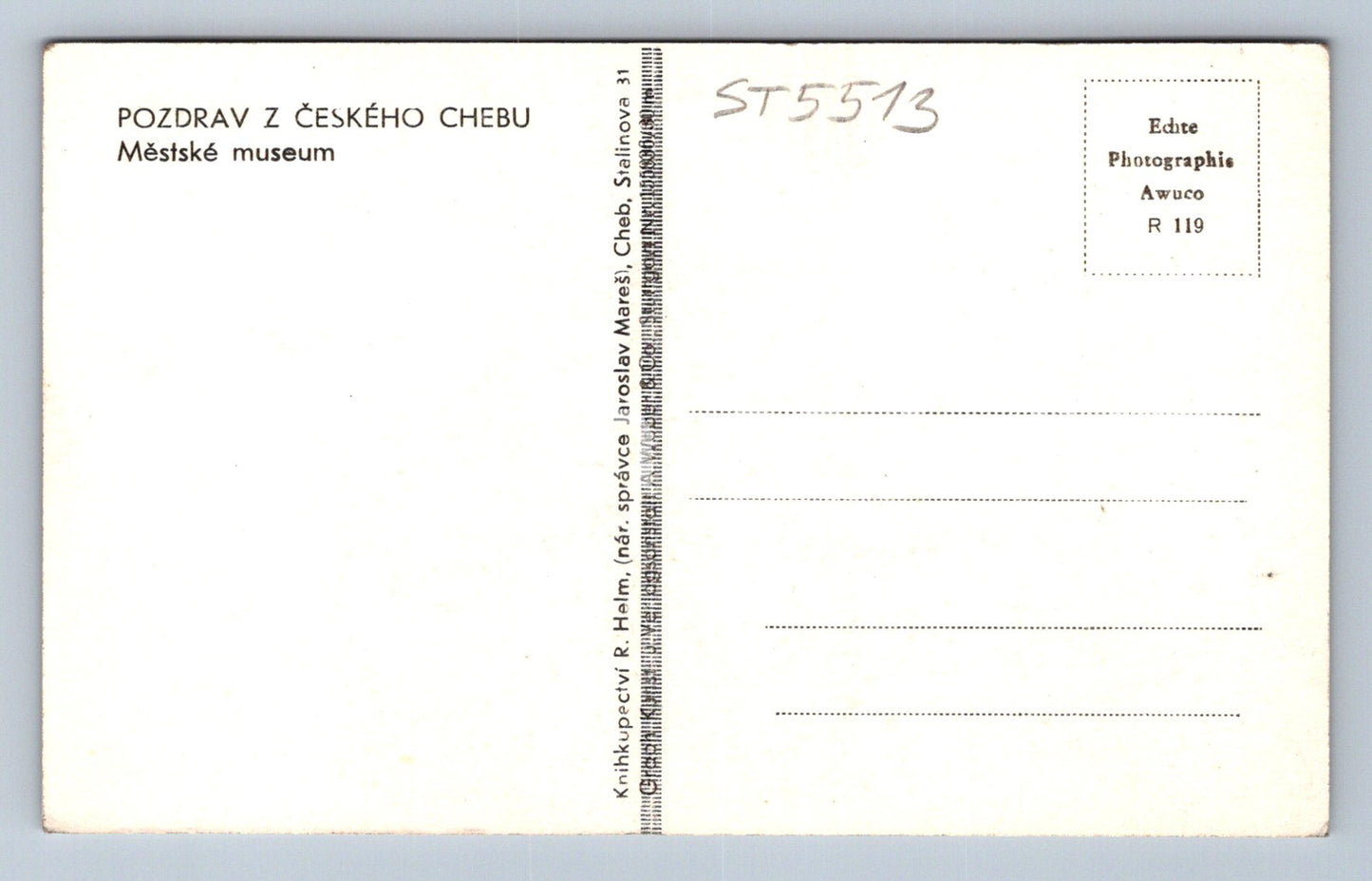 Pohlednice POZDRAV Z ČESKÉHO CHEBU (ST5513)