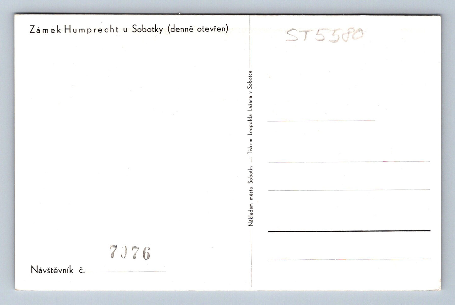 Postcard HUMPRECHT CASTLE U SOBOTKY (ST5580)