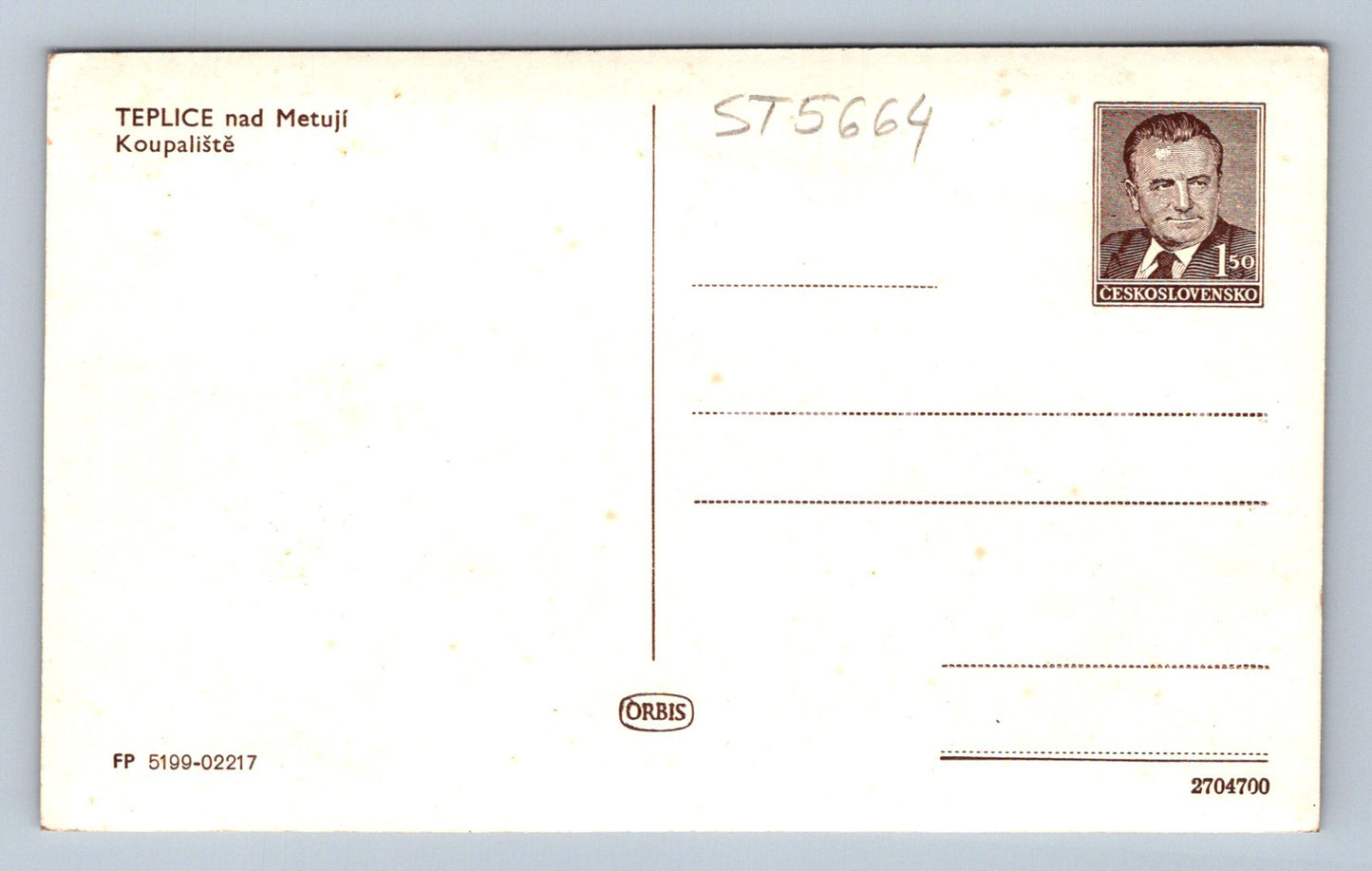 Postcard TEPLICE NAD METUJI (ST5664)