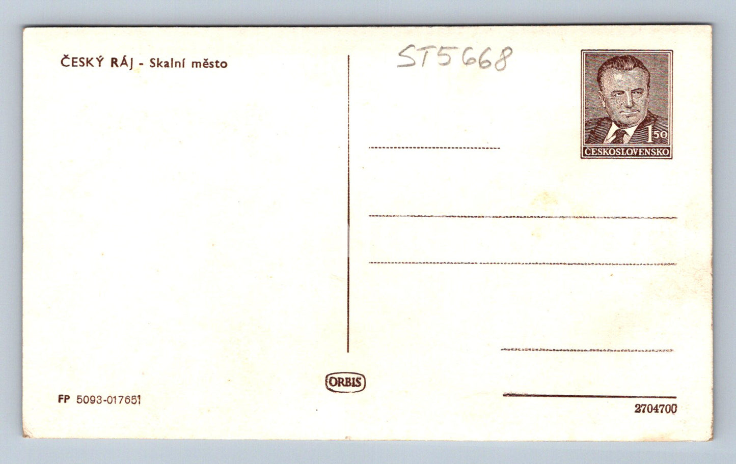 Pohlednice ČESKÝ RÁJ - SKALNÍ MĚSTO (ST5668)