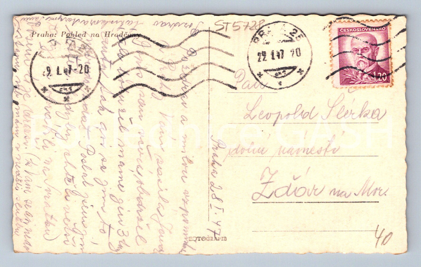 Postcard PRAGUE VIEW OF HRADČANY (ST5728)