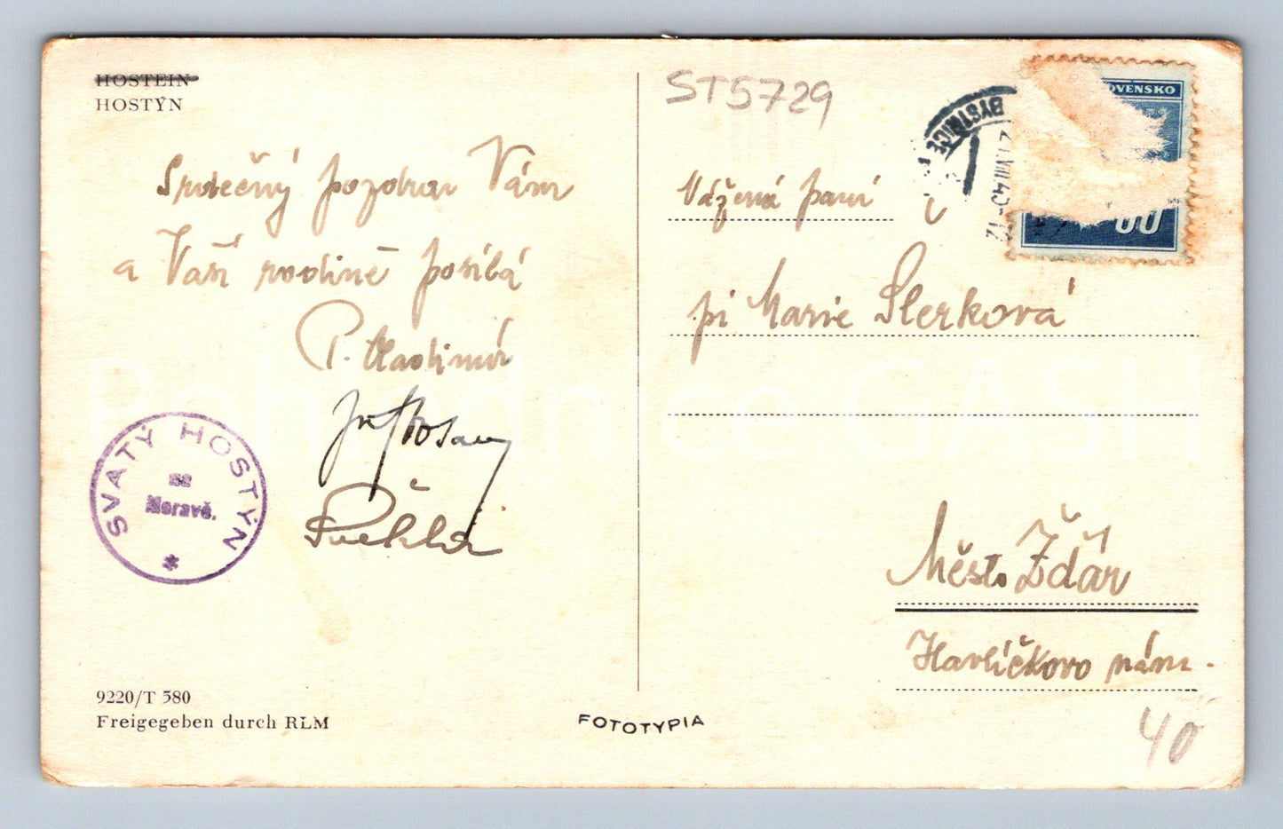 Postcard HOSTÝN (ST5729)