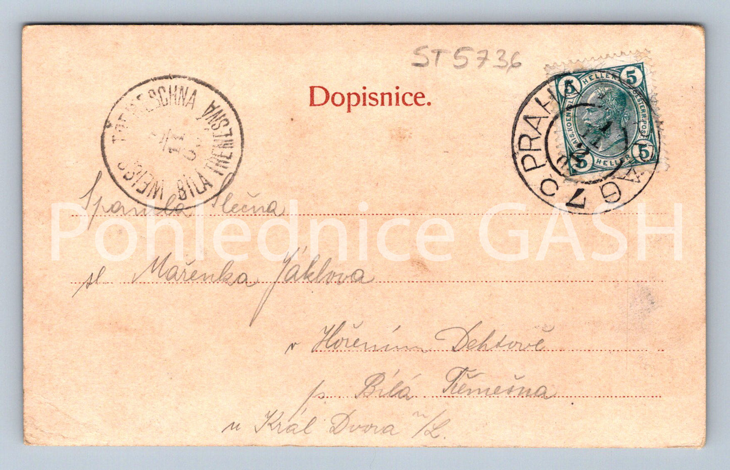 Postcard GREETINGS FROM PRAGUE (ST5736)