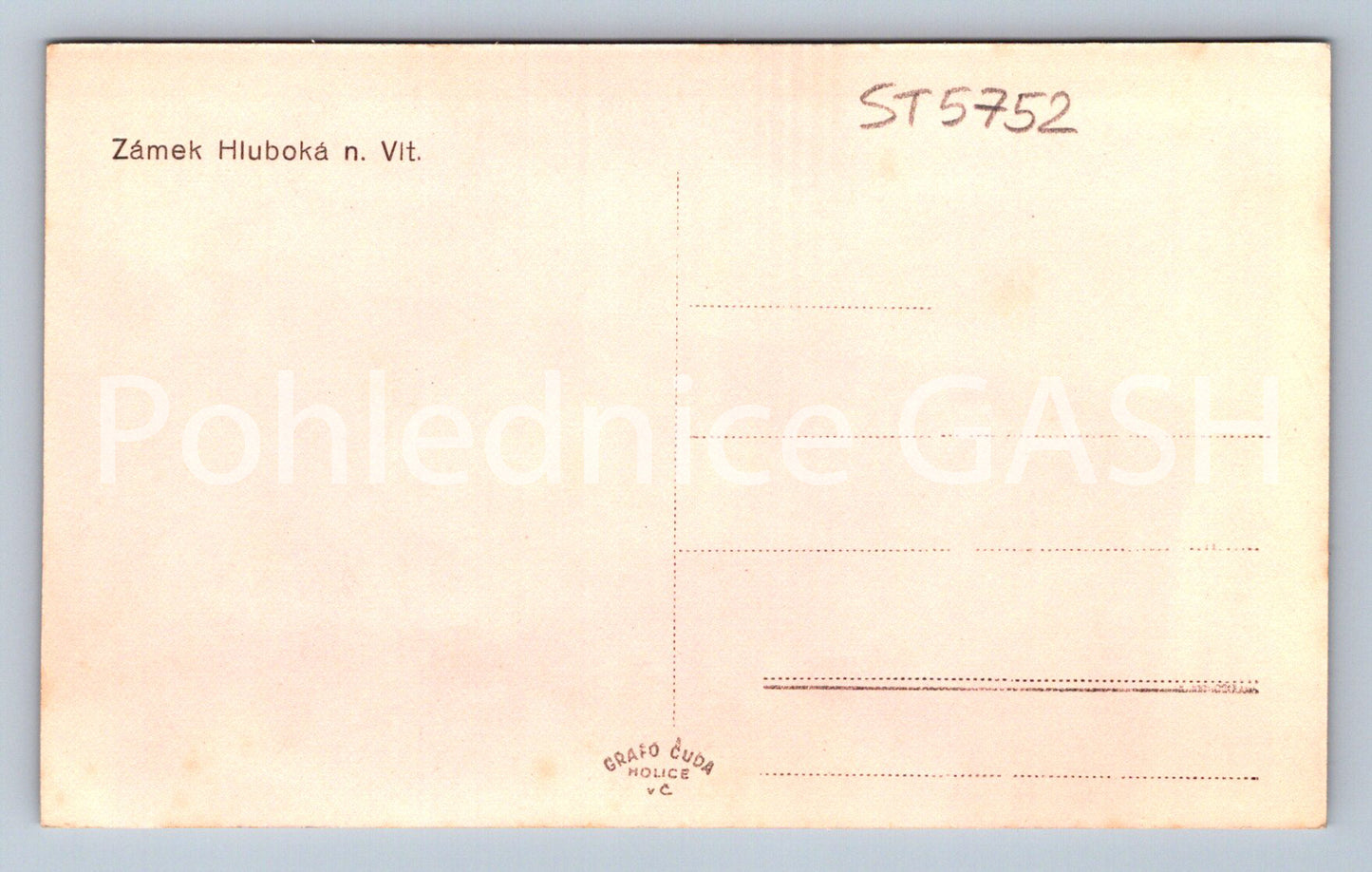 Postcard HLUBOKA NAD VLTAVOU CASTLE (ST5752)