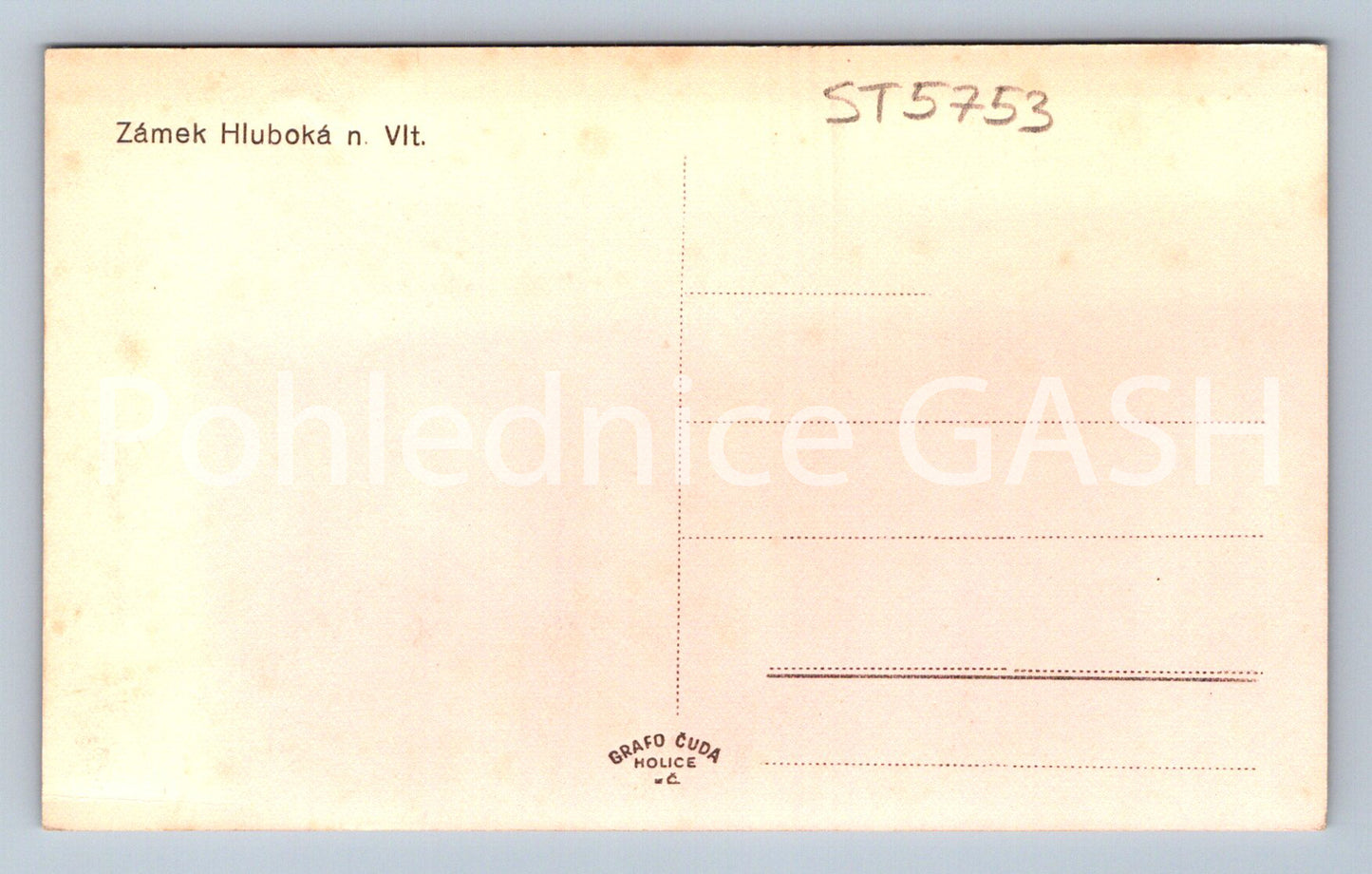 Postcard HLUBOKA NAD VLTAVOU CASTLE (ST5753)