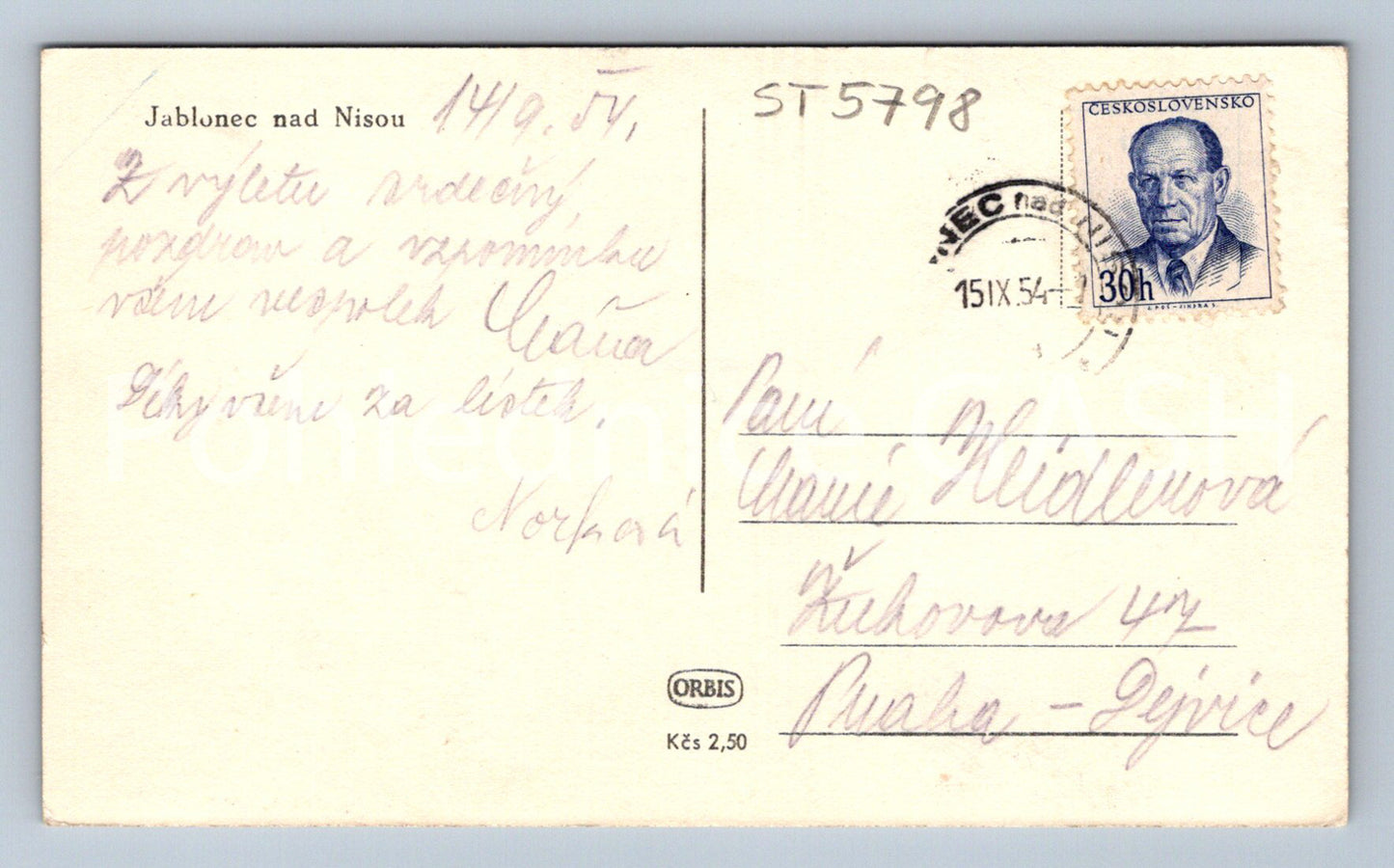 Postcard JABLONEC NAD NISOU (ST5798)