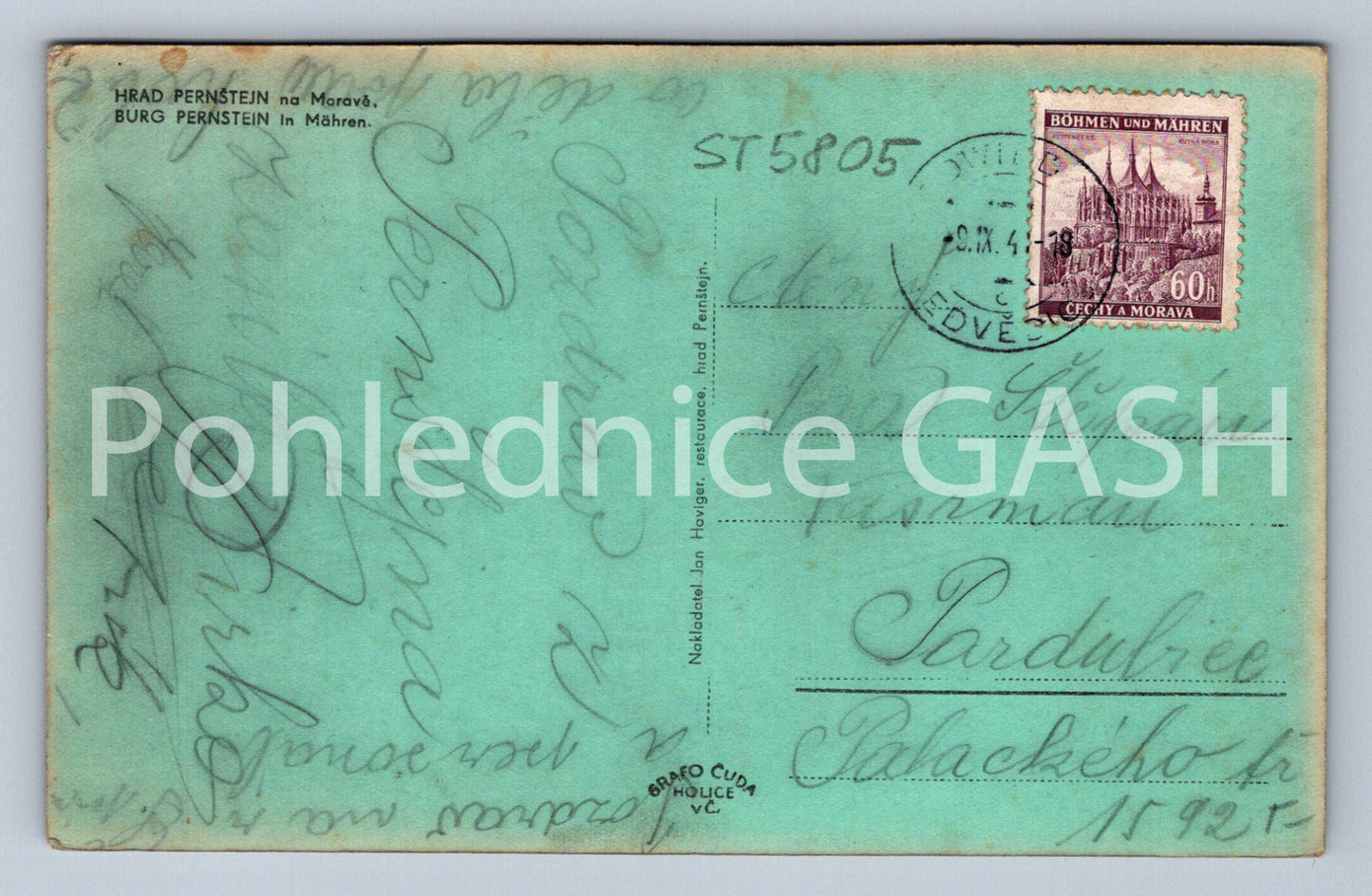 Postcard PERNŠTEJN CASTLE IN MORAVIA (ST5805)