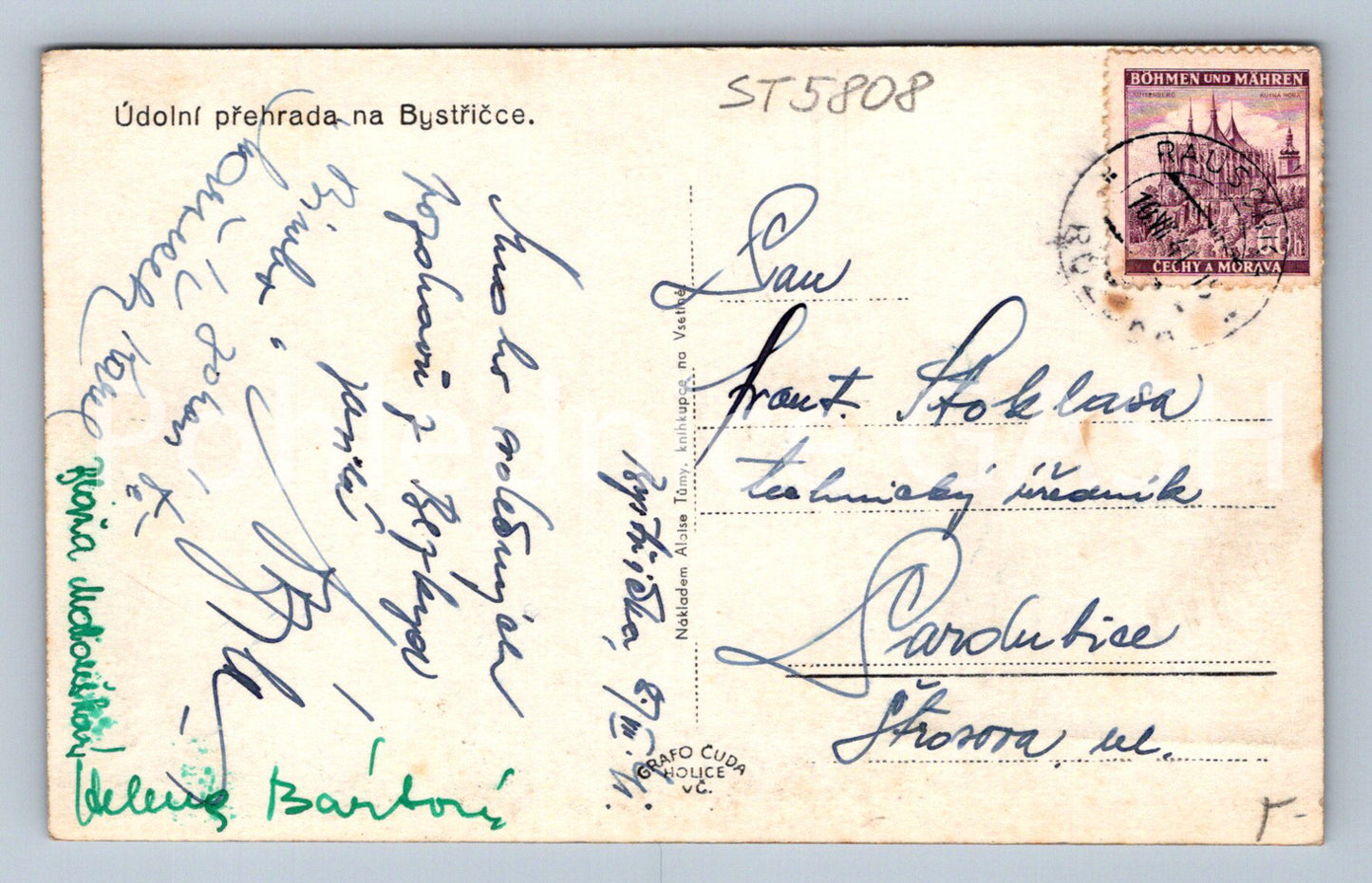 Postcard VALLEY OF THE BYSTŘIČCE DAM (ST5808)