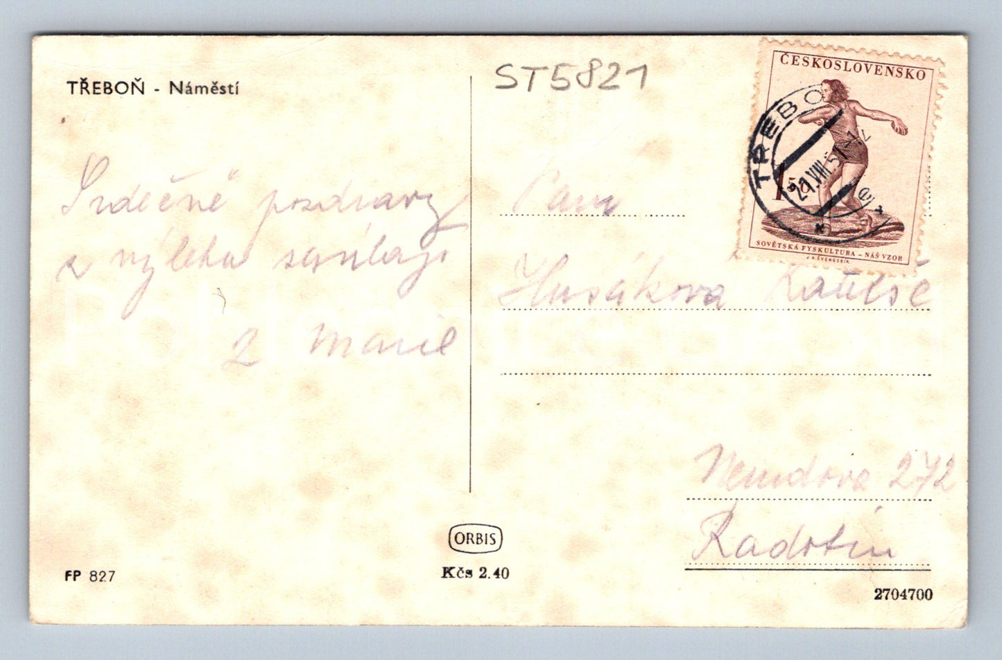 Pohlednice TŘEBOŇ - NÁMĚSTÍ (ST5821)