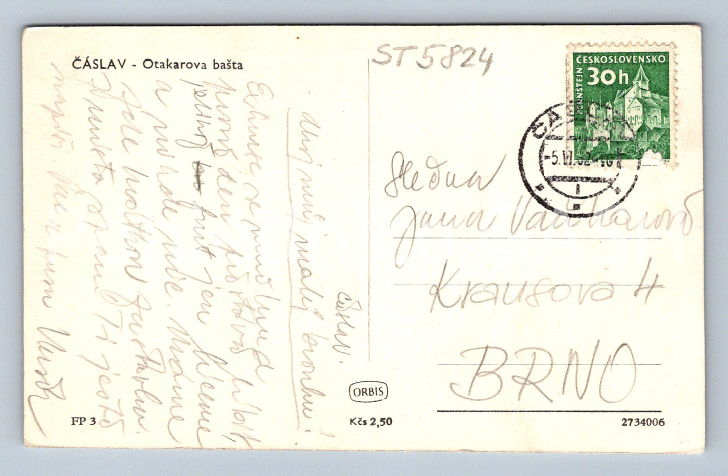 Postcard ČÁSLAV - OTAKAR'S BASTA (ST5824)