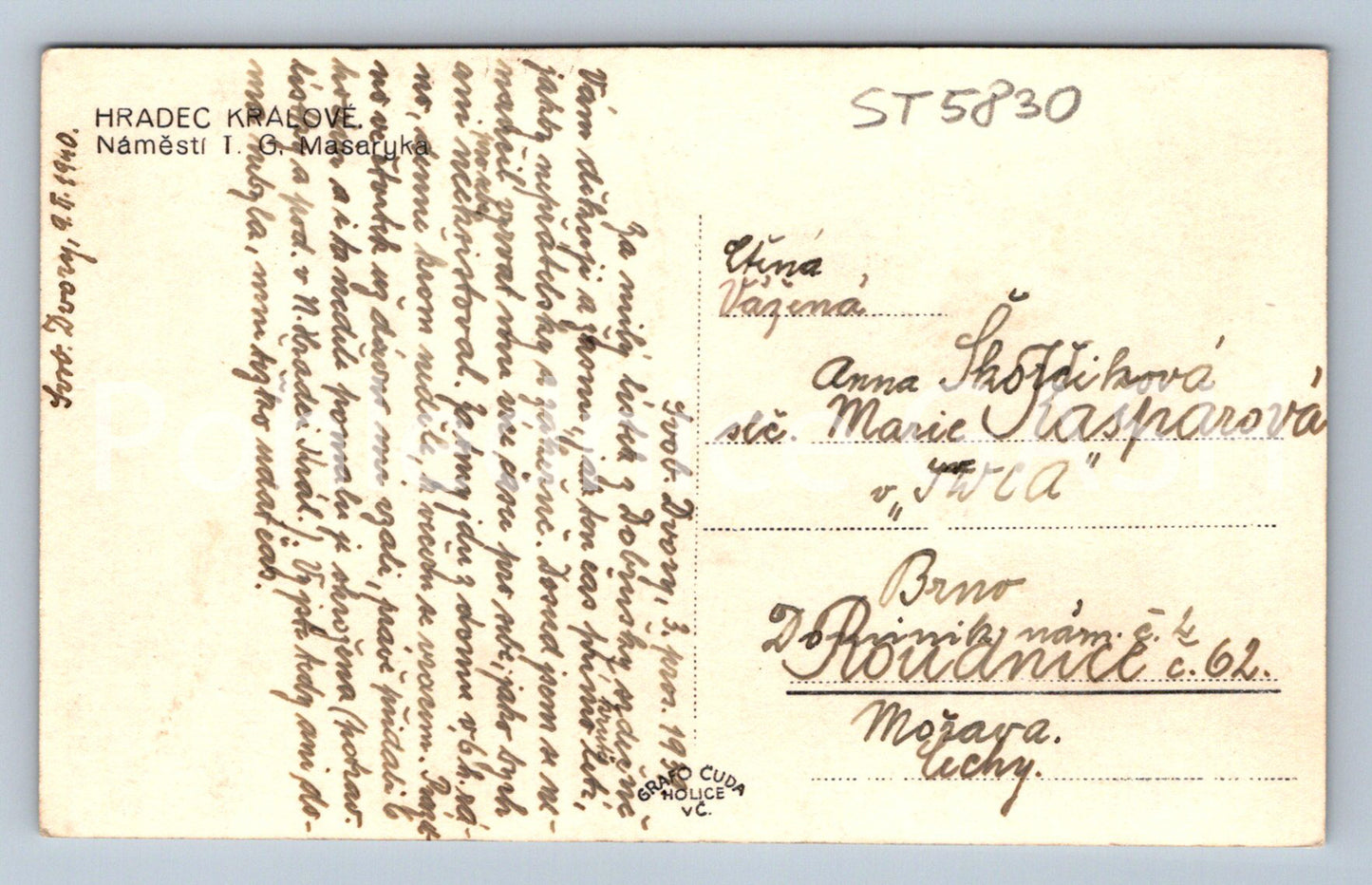 Postcard HRADEC KRÁLOVÉ (ST5830)