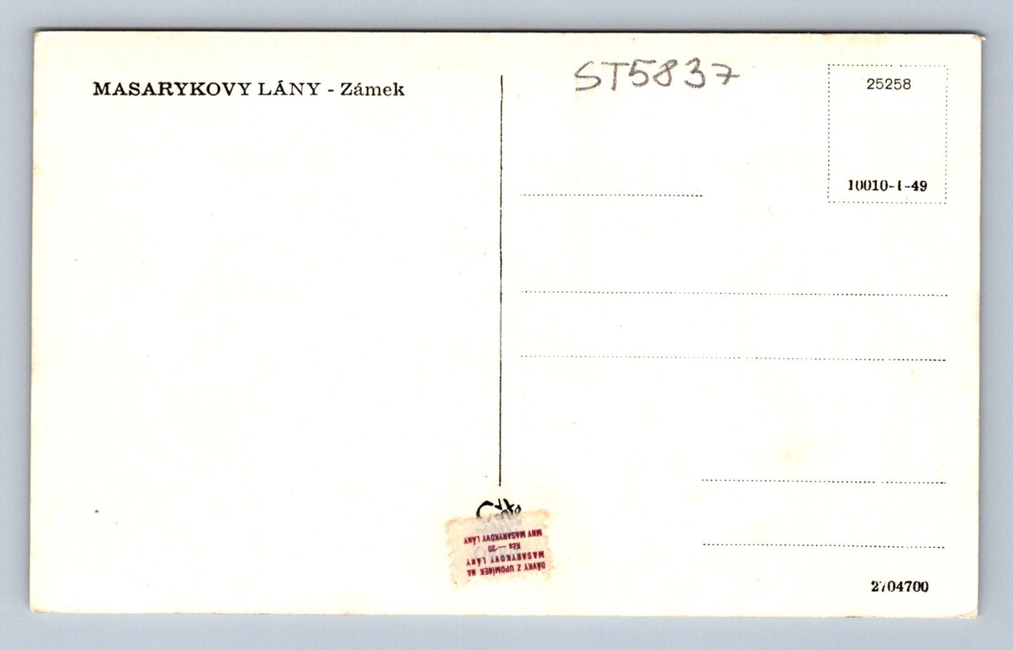 Pohlednice MASARYKOVY LÁNY - ZÁMEK (ST5837)