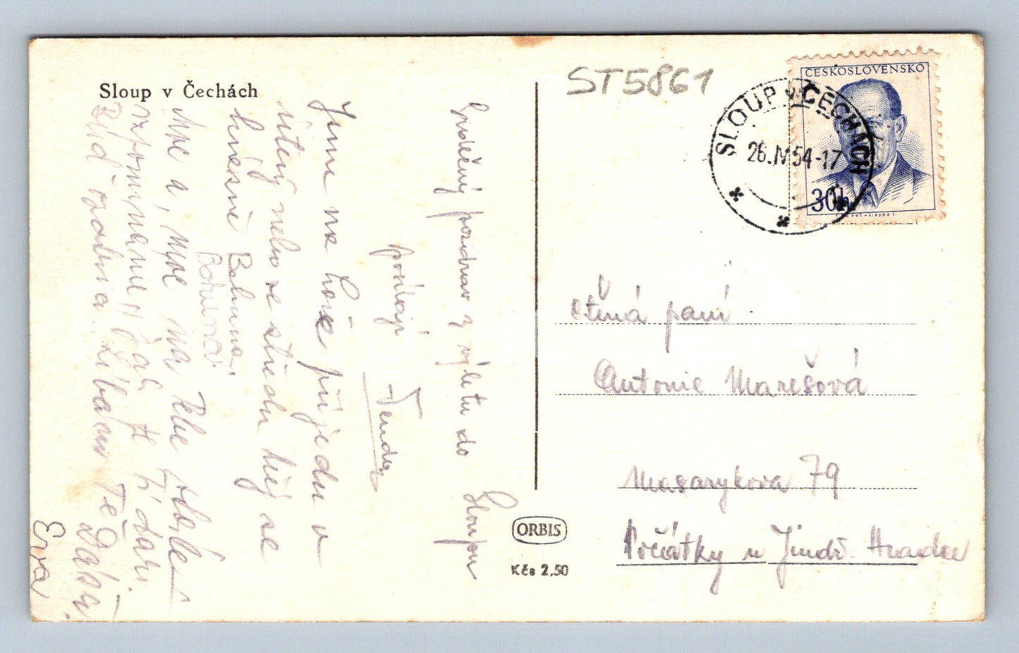 Postcard COLUMN IN BOHEMIA (ST5861)