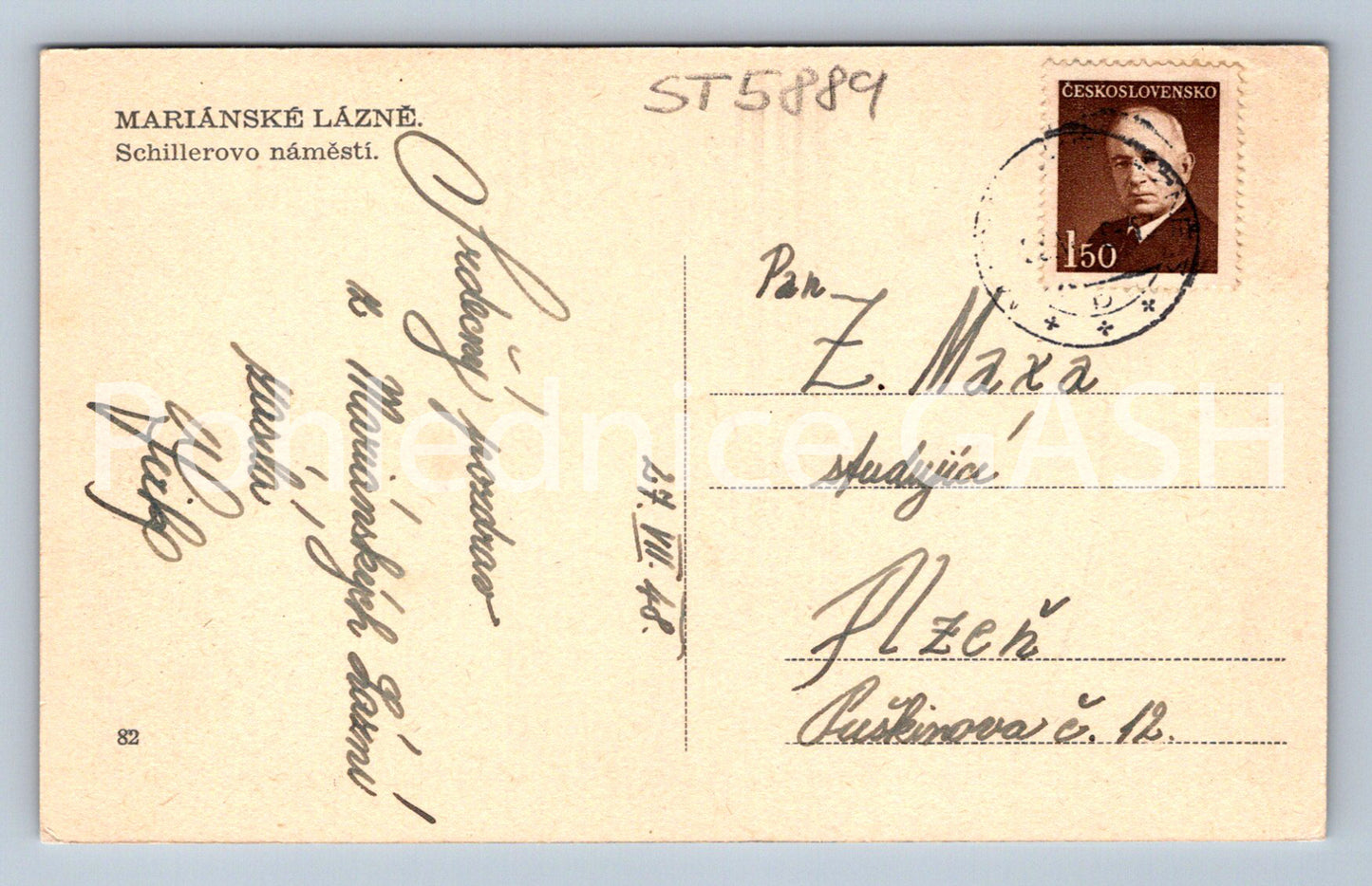 Postcard MARIANSKÉ LÁZNĚ (ST5889)