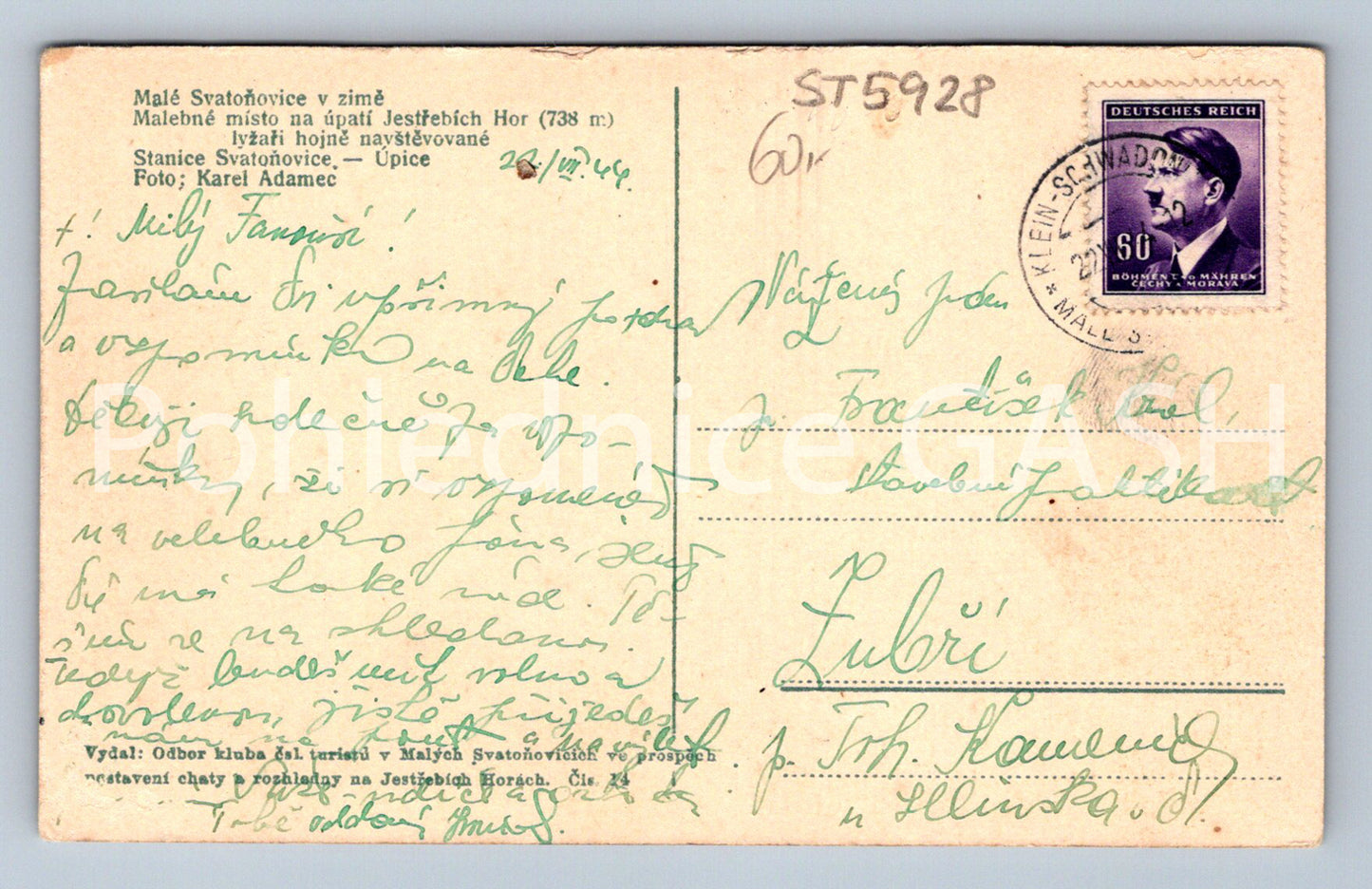 Pohlednice MALÉ SVATOŇOVICE V ZIMĚ (ST5928)