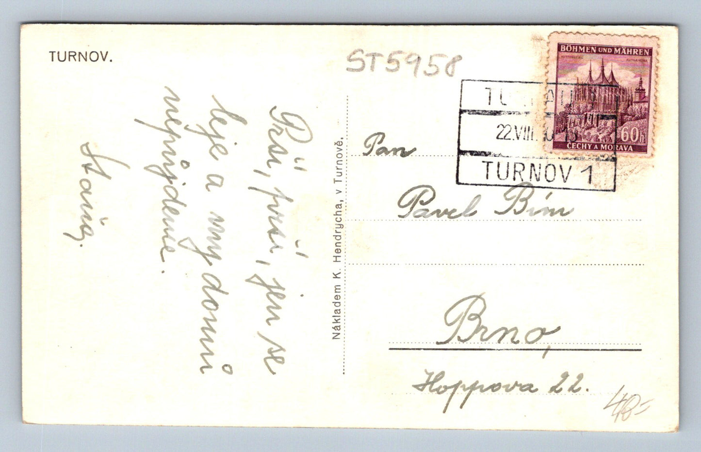 Postcard TURNOV (ST5958)