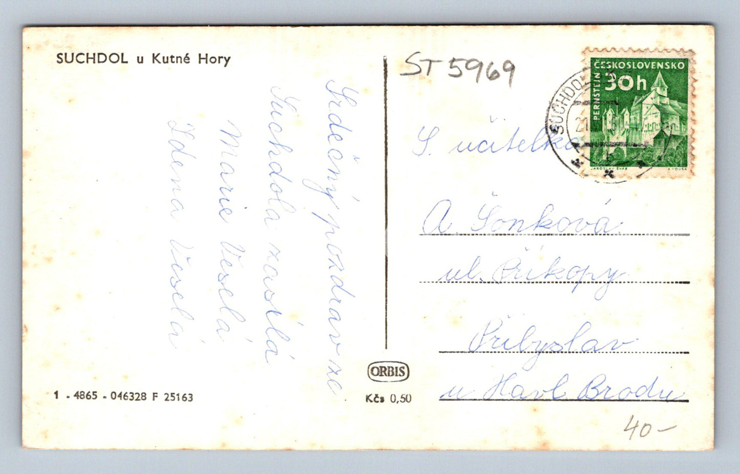 Postcard SUCHDOL U KUTNÁ HORY (ST5969)