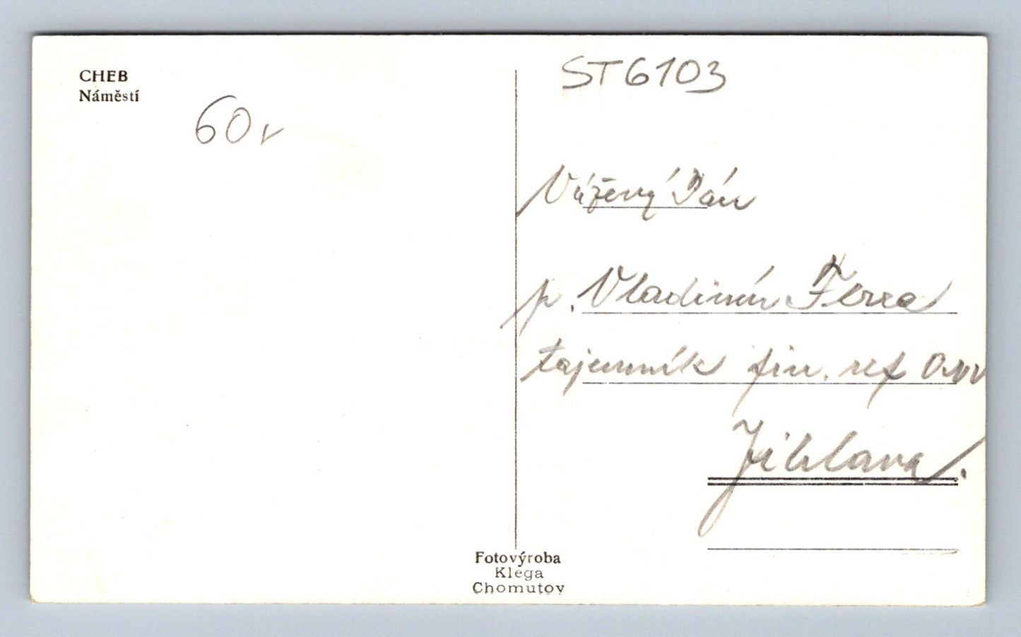 Postcard CHEB (ST6103)