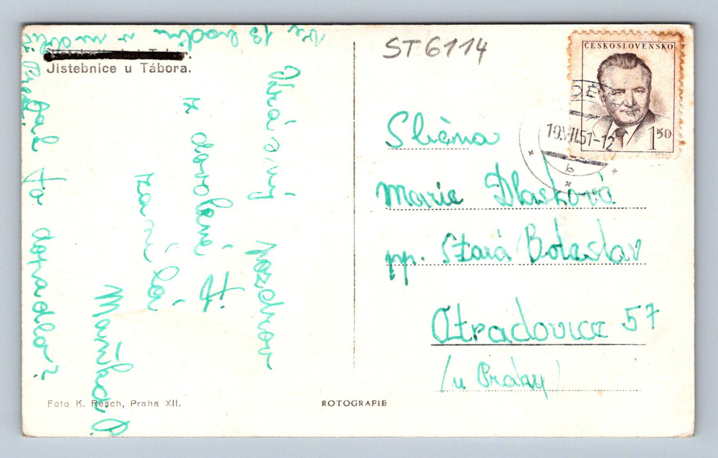 Postcard JISTEBNICE U TÁBORA (ST6114)