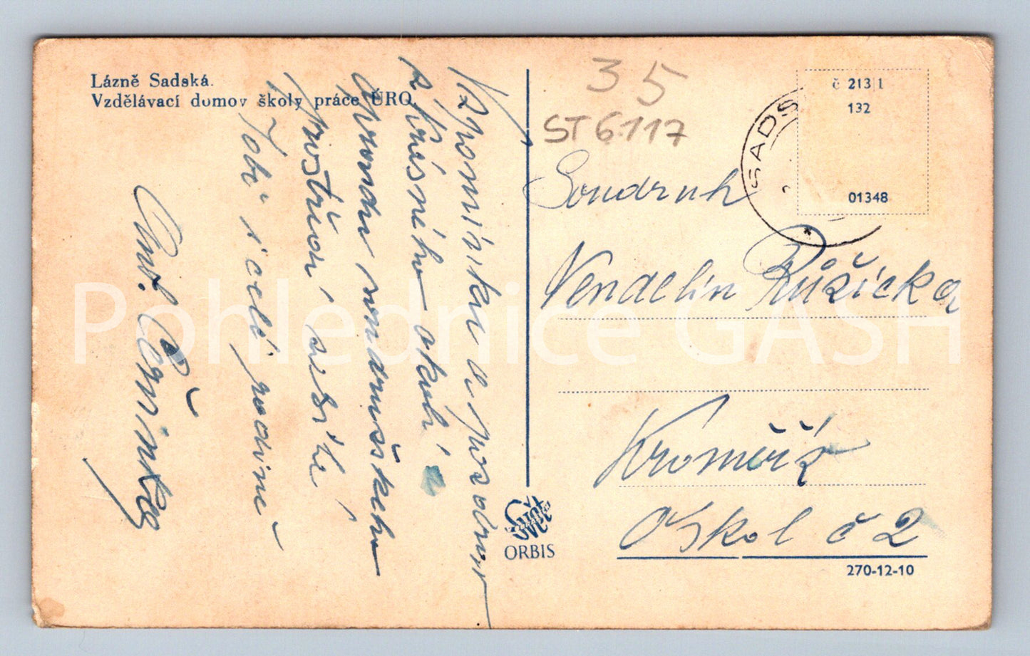 Postcard LÁZNĚ SADSKÁ (ST6117)