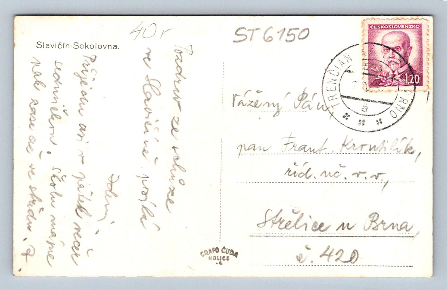 Postcard SLAVIČÍN - SOKOLOVNA (ST6150)