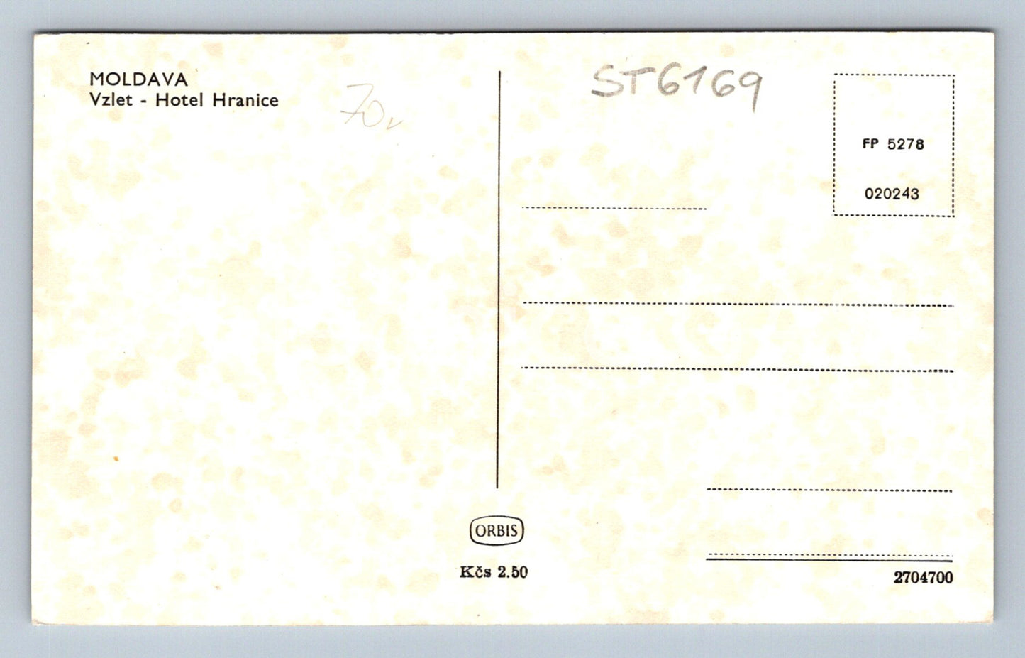 Postcard MOLDOVA - TAKEOFF - HOTEL HRANICE (ST6169)