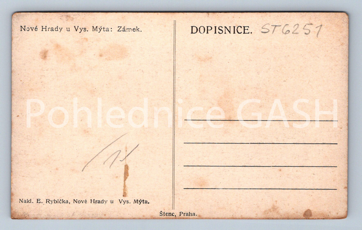 Postcard NOVÉ HRADY - CASTLE (ST6251)