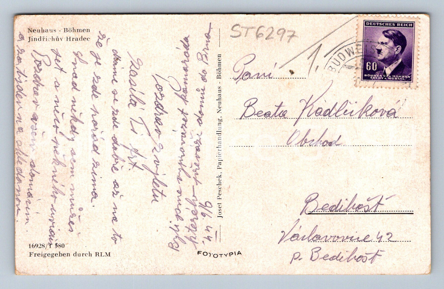Postcard JINDŘICHŮV HRADEC (ST6297)