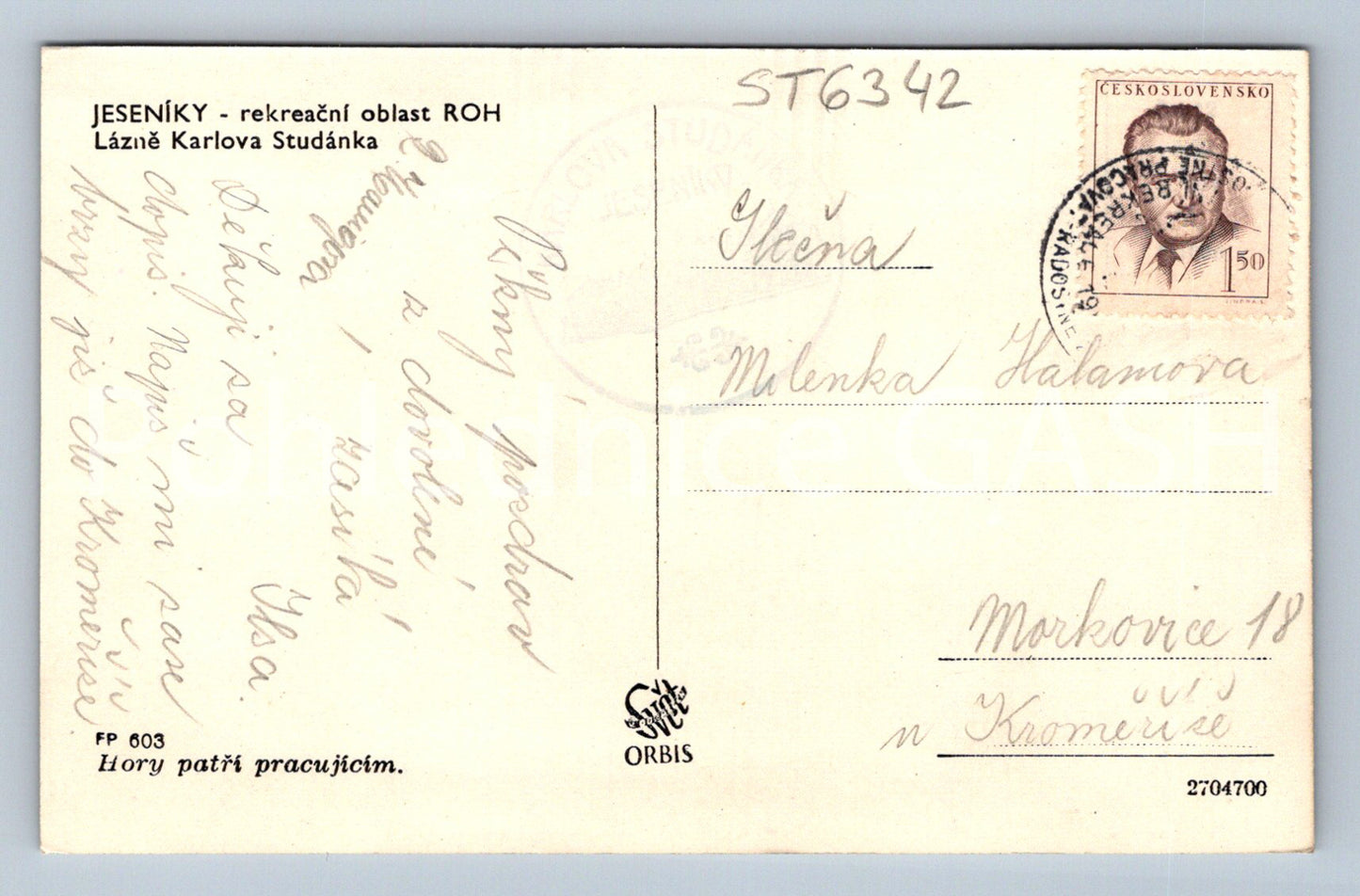 Postcard JESENÍKY (ST6342)