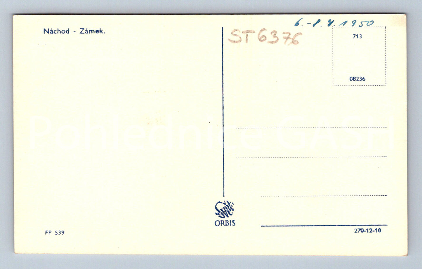 Postcard NÁCHOD - CASTLE (ST6376)