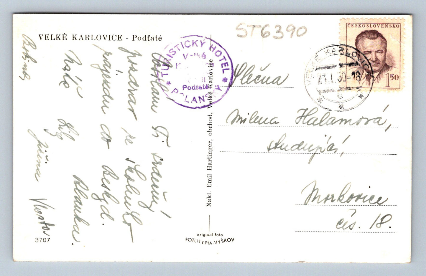 Postcard VELKÉ KARLOVICE (ST6390)