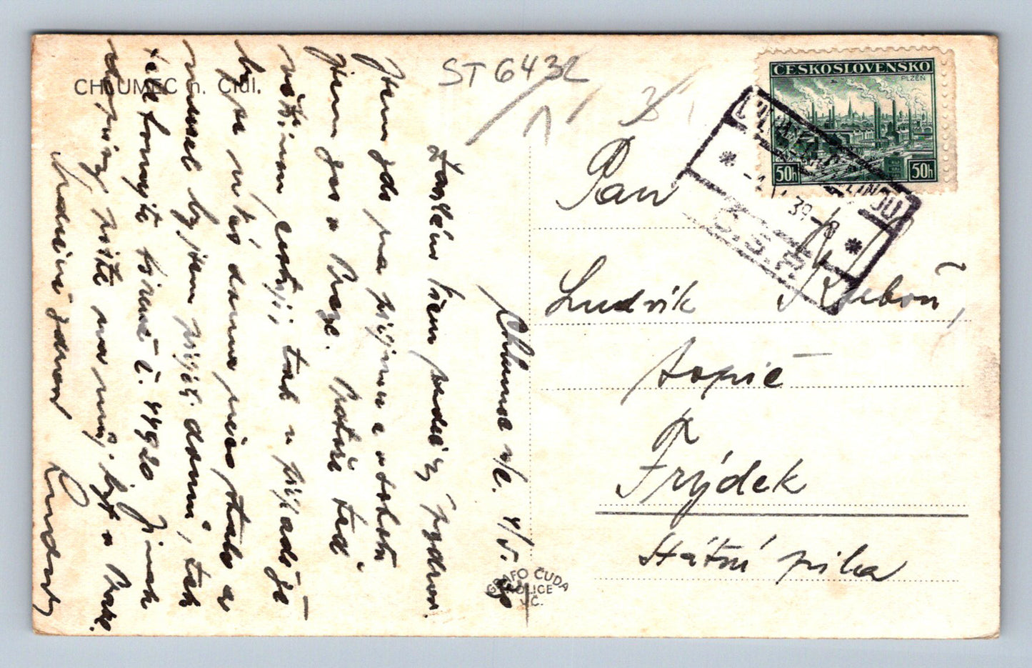 Postcard CHLUMEC NAD CIDLINOU (ST6432)